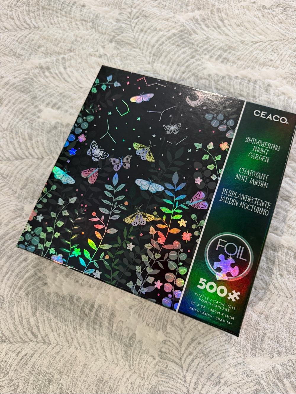 Ceaco "Shimmering Night Garden" 500-piece jigsaw puzzle featuring foil details